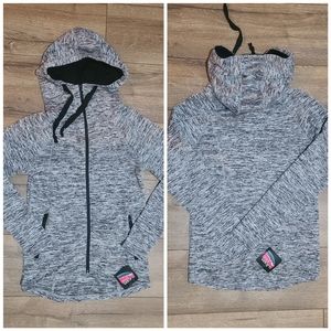 NWT's - GLACIER'S EDGE - Black/White Zip Front Hoodie, Zip Pockets, Size Small
